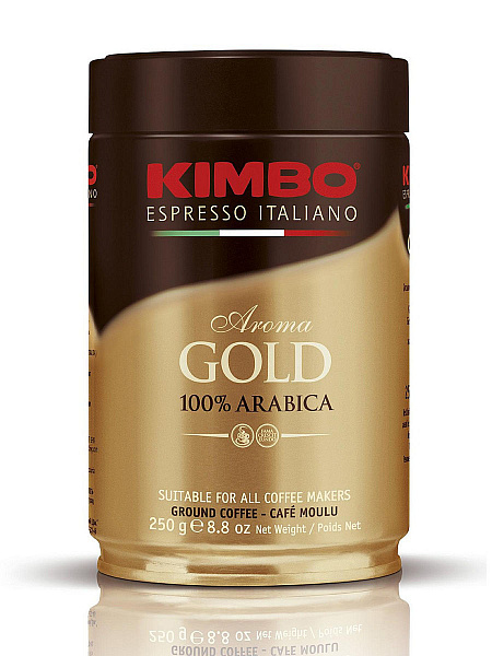 Кофе молотый Kimbo Aroma Gold Arabica жестяная банка 250 г фото в онлайн-магазине Kofe-Da.ru