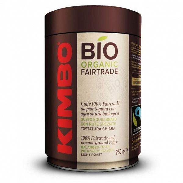 Кофе молотый в жестяной банке Kimbo Bio Organic Fairtrade 250 гр фото в онлайн-магазине Kofe-Da.ru