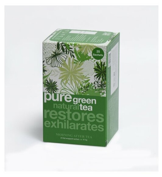 Зеленый чай в пакетиках Morning After Tea (Pure Green tea) 25 пакетиков по 1,5 грамма фото в онлайн-магазине Kofe-Da.ru