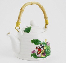 Чайник для чая Мелодия любви с бамбуковой ручкой, 600 мл фото в интернет-магазине Kofe-Da.ru