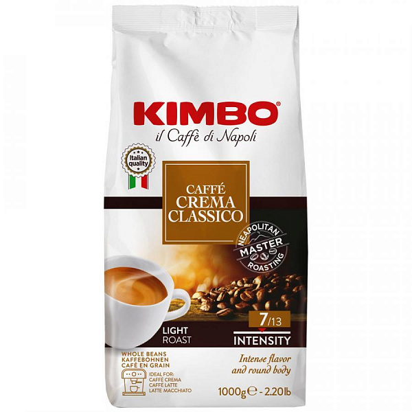 Кофе в зёрнах Kimbo Caffe Crema Classico вакуумная упаковка 1кг фото в онлайн-магазине Kofe-Da.ru