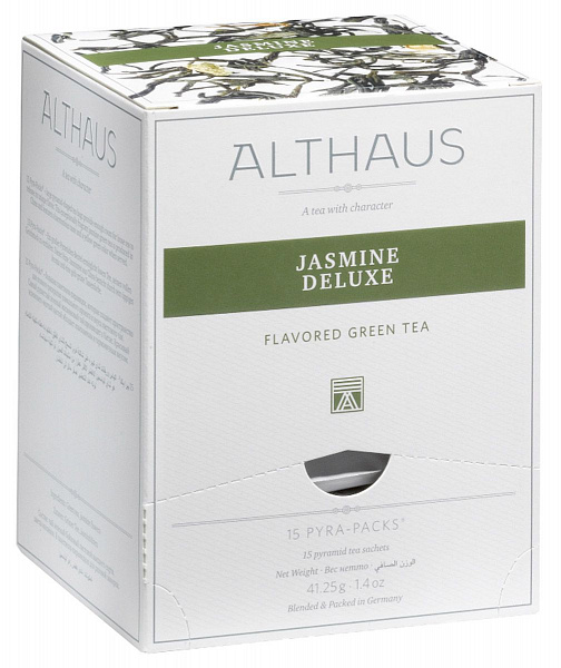 Пакетированный чай в пирамидках Pyra-Pack Althaus Jasmine Deluxe 15х2.75 гр фото в онлайн-магазине Kofe-Da.ru