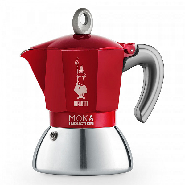 Гейзерная кофеварка Bialetti Moka Induction NEW red 6 порций фото в онлайн-магазине Kofe-Da.ru