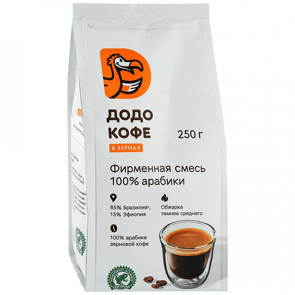 Кофе в зёрнах Додо фирменная смесь 100% арабики фото в онлайн-магазине Kofe-Da.ru