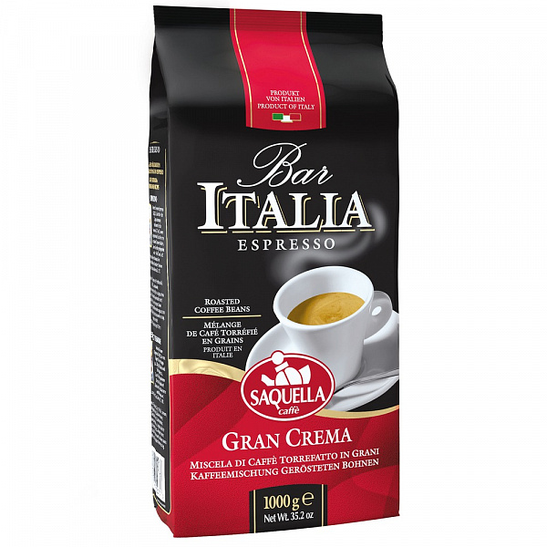 Кофе в зёрнах Saquella BAR ITALIA Gran Crema 1000 г фото в онлайн-магазине Kofe-Da.ru