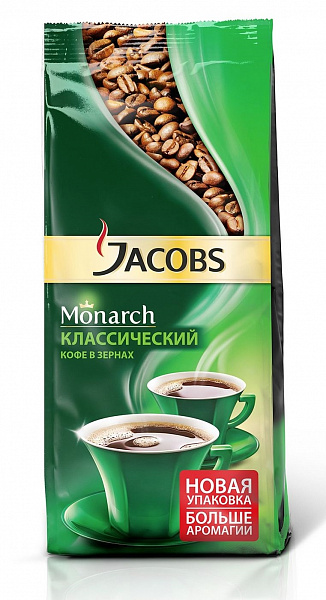 Кофе в зернах Jacobs Monarch Классический 230 гр. вакуумная упаковка фото в онлайн-магазине Kofe-Da.ru