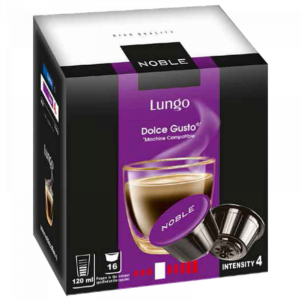 Кофе в капсулах Noble Lungo  формата Dolce Gusto, 16 шт в упаковке фото в онлайн-магазине Kofe-Da.ru