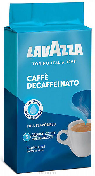 Кофе молотый Lavazza Caffe Decaffeinato вакуумная упаковка 250 г фото в онлайн-магазине Kofe-Da.ru