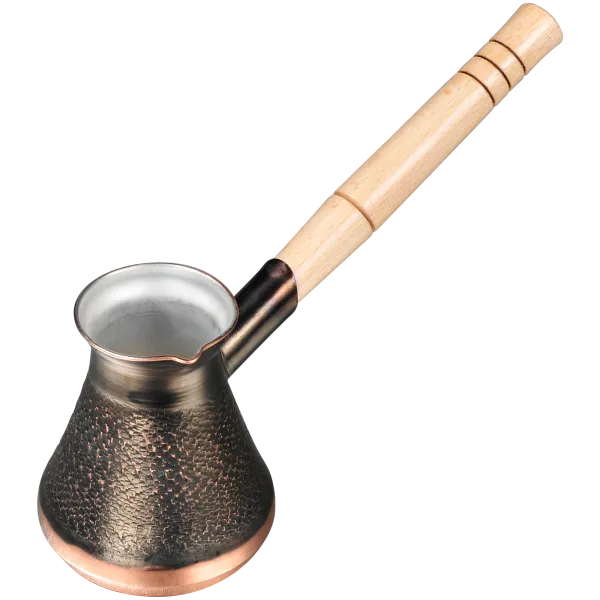 Турка медная Черная с узким горлом малая 150 мл фото в интернет-магазине Kofe-da.ru