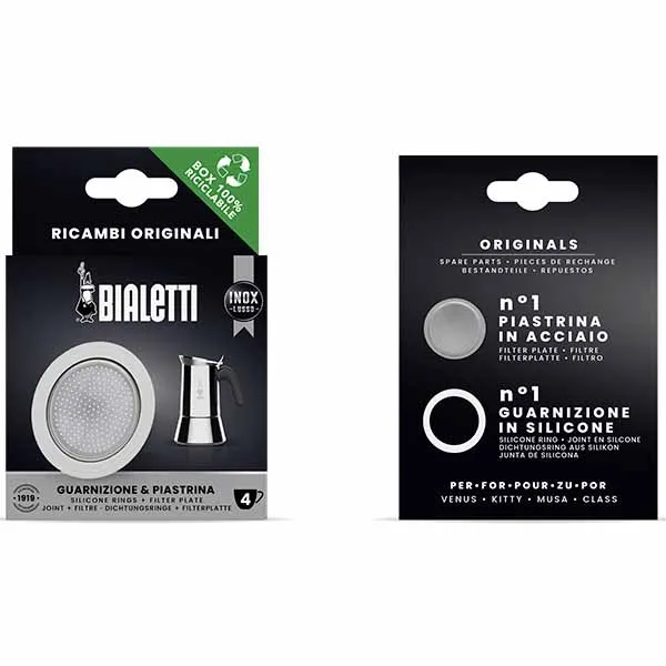 Bialetti 1 уплотнитель+1 фильтр для сталь кофеварок на 4 порции фото в онлайн-магазине Kofe-Da.ru